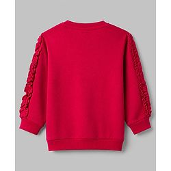 Babyhug Heavy Gauge Terry Knit Sweatshirt With Full Sleeves and Bow Print - Red