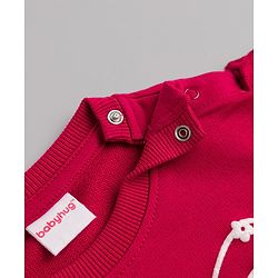 Babyhug Heavy Gauge Terry Knit Sweatshirt With Full Sleeves and Bow Print - Red