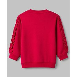 Babyhug Heavy Gauge Terry Knit Sweatshirt With Full Sleeves and Bow Print - Red