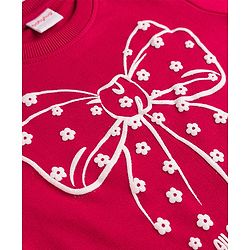 Babyhug Heavy Gauge Terry Knit Sweatshirt With Full Sleeves and Bow Print - Red