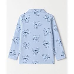 Babyhug 100% Cotton Knit Full Sleeves Co-Ords Shirt & Pyjama Night Suit with Koala Print - Light blue