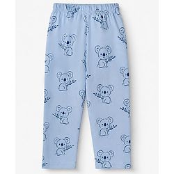 Babyhug 100% Cotton Knit Full Sleeves Co-Ords Shirt & Pyjama Night Suit with Koala Print - Light blue