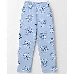 Babyhug 100% Cotton Knit Full Sleeves Co-Ords Shirt & Pyjama Night Suit with Koala Print - Light blue