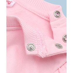 Babyhug 100% Cotton Heavy Gauge Warm Fleece Full Sleeves Sweatshirt With Puffed Sleeves And Flower Applique - Baby Pink