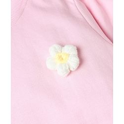 Babyhug 100% Cotton Heavy Gauge Warm Fleece Full Sleeves Sweatshirt With Puffed Sleeves And Flower Applique - Baby Pink