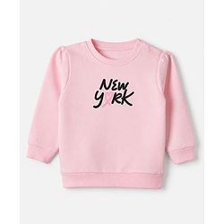Babyhug Heavy Gauge 100% Cotton Terry Knit Full Sleeves Sweatshirt With Text Print Pack of 2 - Pink & Black