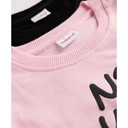Babyhug Heavy Gauge 100% Cotton Terry Knit Full Sleeves Sweatshirt With Text Print Pack of 2 - Pink & Black