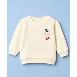 Babyhug Heavy Gauge Terry Knit Sweatshirt with Full Sleeves and Cherries Print Pack of 2 - Red & Cream