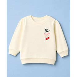 Babyhug Heavy Gauge Terry Knit Sweatshirt with Full Sleeves and Cherries Print Pack of 2 - Red & Cream