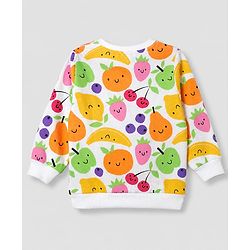 Babyhug 100% Cotton Terry Full Sleeves Sweatshirts With Fruits Print Pack of 2 - White & Red
