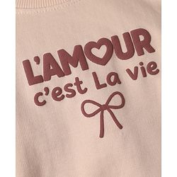 Babyhug 100% Cotton Fleece Knit Full Sleeves Heavy Gauge Sweatshirts With Amour C'Est La Vie Bow Print Pack Of 2 - Pink & Peach