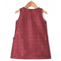 Babyhug Chiffon Woven Sleeveless Chinnon Foil Printed Choli & Lehenga Set With Dupatta Set - Maroon