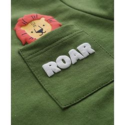 Babyhug Heavy Gauge 100% Cotton Terry Knit Sweatshirt With Animal & Text Print Pack of 2 - Olive Green