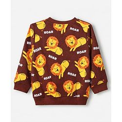 Babyhug Heavy Gauge 100% Cotton Terry Knit Sweatshirt With Animal & Text Print Pack of 2 - Olive Green