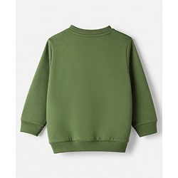 Babyhug Heavy Gauge 100% Cotton Terry Knit Sweatshirt With Animal & Text Print Pack of 2 - Olive Green