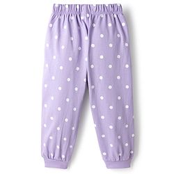 Babyhug Disney Single Jersey Knit Full Sleeves T-Shirt & Pyjama Night Suit Set With Minnie Mouse Graphic Text & Polka Dot Print - Lavender