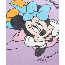 Babyhug Disney Single Jersey Knit Full Sleeves T-Shirt & Pyjama Night Suit Set With Minnie Mouse Graphic Text & Polka Dot Print - Lavender