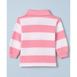 Babyhug 100% Cotton Terry Knit Full Sleeves Striped Top and Pant Set - Pink