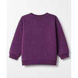 Babyhug 100% Cotton Terry Knit Full Sleeves Top & Joggers Set With Text Print - Purple