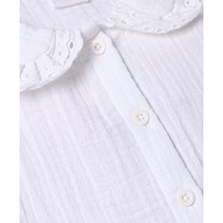 Babyhug 100% Cotton Terry Knit Full Sleeves Front Open Top and Pant with Floral Embroidery - White & Peach