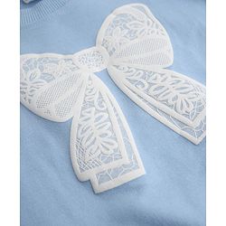 Babyhug 100% Cotton Terry Knit Full Sleeves Top and Jogger Set with Bow Patch in Blue