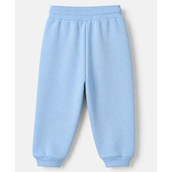 Babyhug 100% Cotton Terry Knit Full Sleeves Top and Jogger Set with Bow Patch in Blue