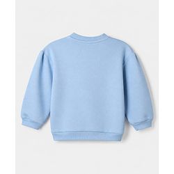 Babyhug 100% Cotton Terry Knit Full Sleeves Top and Jogger Set with Bow Patch in Blue