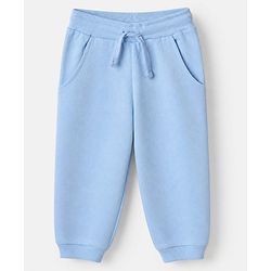 Babyhug 100% Cotton Terry Knit Full Sleeves Top and Jogger Set with Bow Patch in Blue