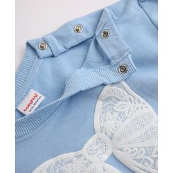 Babyhug 100% Cotton Terry Knit Full Sleeves Top and Jogger Set with Bow Patch in Blue
