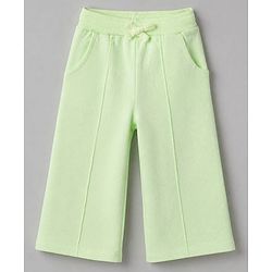 Babyhug 100% Cotton Terry Knit Full Sleeves Top & Pant Set With Floral Embroidery - Limegreen