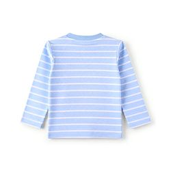 Babyhug 100% Cotton Interlock Knit T-Shirts with Full Sleeves and Giraffe Elephant & Jungle Safari Theme Print Pack of 3 - Light Blue Cream & Orange