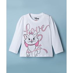 Babyhug Disney Single Jersey Knit Full Sleeves T-Shirt & Pyjama Night Suit with Marie Graphics - White
