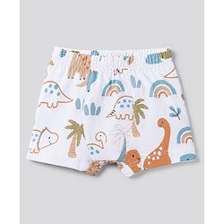 Babyhug 100% Cotton Single Jersey Knit Striped Trunk with Dinosaur Print Pack of 3 - White & Peach