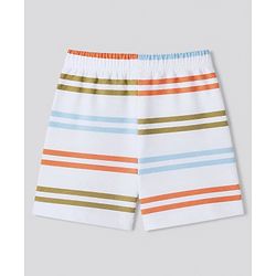 Babyhug 100% Cotton Single Jersey Knit Striped Trunk with Dinosaur Print Pack of 3 - White & Peach