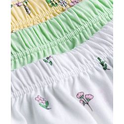 Babyhug 100% Cotton Single Jersey Bloomers With Floral Print Pack of 3 - Green White Yellow