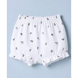 Babyhug 100% Cotton Single Jersey Bloomers With Floral Print Pack of 3 - Green White Yellow