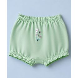Babyhug 100% Cotton Single Jersey Bloomers With Floral Print Pack of 3 - Green White Yellow