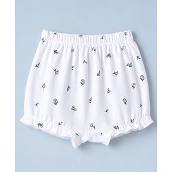 Babyhug 100% Cotton Single Jersey Bloomers With Floral Print Pack of 3 - Green White Yellow