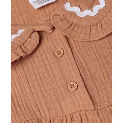 Babyhug 100% Cotton Terry Knit Full Sleeves Top and Pant Set - Brown