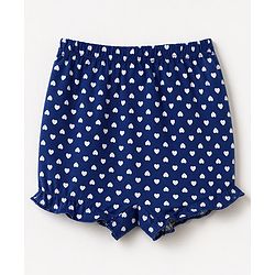 Babyhug 100% Cotton Single Jersey Knit Bloomers With Heart Print Pack of 3 - Navy Blue, Red & White