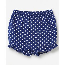 Babyhug 100% Cotton Single Jersey Knit Bloomers With Heart Print Pack of 3 - Navy Blue, Red & White