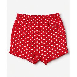 Babyhug 100% Cotton Single Jersey Knit Bloomers With Heart Print Pack of 3 - Navy Blue, Red & White