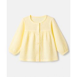 Babyhug 100% Cotton Terry Knit Full Sleeves Top and Joggers Set - Yellow