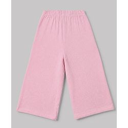 Babyhug 100% Cotton Terry Knit Full Sleeves Top and Palazzo with Bow Applique in Pink