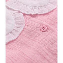 Babyhug 100% Cotton Terry Knit Full Sleeves Top and Palazzo with Bow Applique in Pink