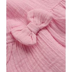 Babyhug 100% Cotton Terry Knit Full Sleeves Top and Palazzo with Bow Applique in Pink