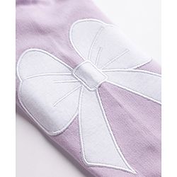 Babyhug 100% Cotton Terry Knit Full Sleeves Hooded Top & Pant Set With Text Print & Bow Applique - Lavender