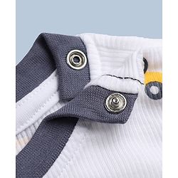 Babyhug Cotton Knit Rib Fabric Full Sleeves Co-ord T-Shirt & Pajama Night Suit with Vehicle Print - Yellow