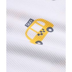 Babyhug Cotton Knit Rib Fabric Full Sleeves Co-ord T-Shirt & Pajama Night Suit with Vehicle Print - Yellow