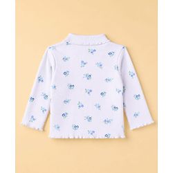 Babyhug Cotton Lycra Knit Skivi Winter T-Shirts with Full Sleeves and Cutie Text with Floral Print - White